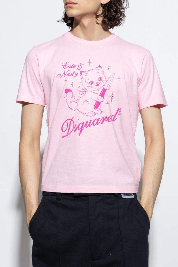 Tシャツ・カットソー DSQUARED2 Woman T-Shirt Blush Pink S75GD0356S23009 221 Dsquared2 Ruffled cotton pink T-shirt - Women